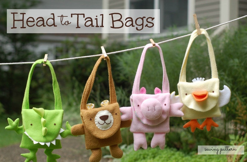 Head to Tail Bags PDF Pattern: Cute Handbags to Sew With Step-By-Step Photos and Easy Instructions image 1