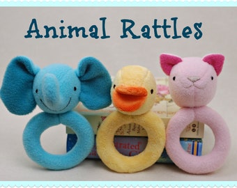Animal Rattles to Sew - PDF Sewing Pattern - Cute Easy To Make Baby Shower Gift