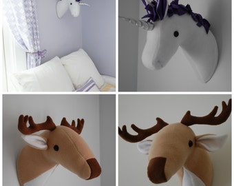 Unicorn and Deer Plush Taxidermy -  PDF Sewing Pattern with Step-by-Step Photos and Easy Instructions