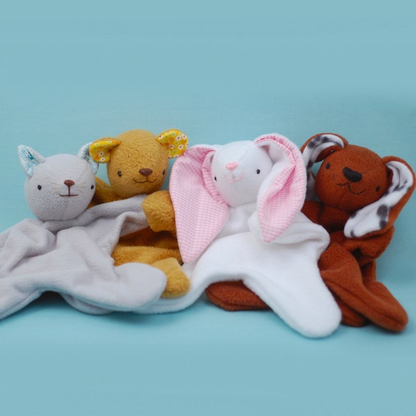 Lovey Dovey Kitty, Bear, Bunny, Puppy - PDF Sewing Pattern For Baby Lovies
