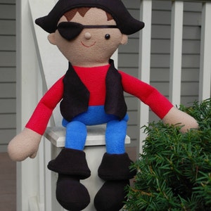 Roger the Pirate Sewing Pattern PDF Digital Pattern Easy Instructions with Photos Boy Doll image 1