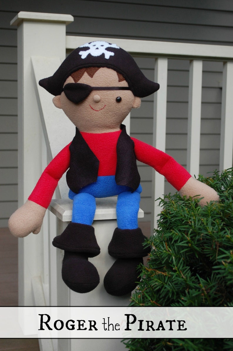 Roger the Pirate Sewing Pattern PDF Digital Pattern Easy Instructions with Photos Boy Doll image 1