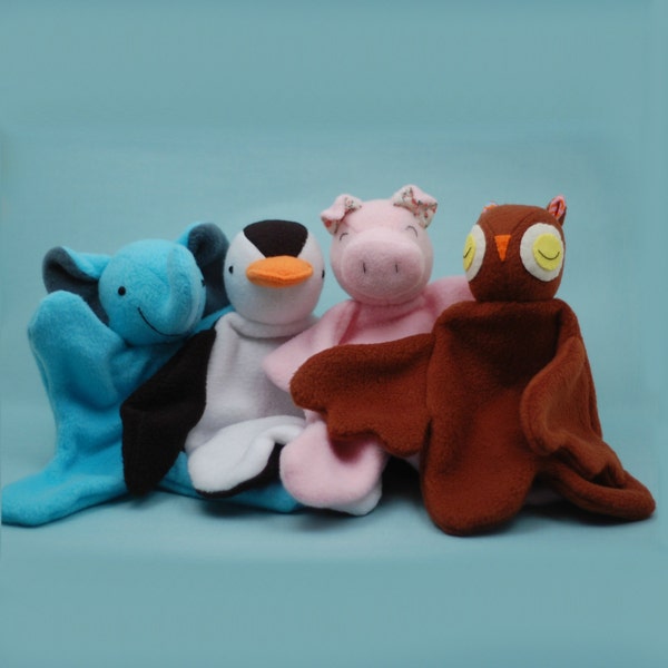 Lovey Dovey Elephant, Penguin, Pig, and Owl - PDF Sewing Pattern For Baby Lovies