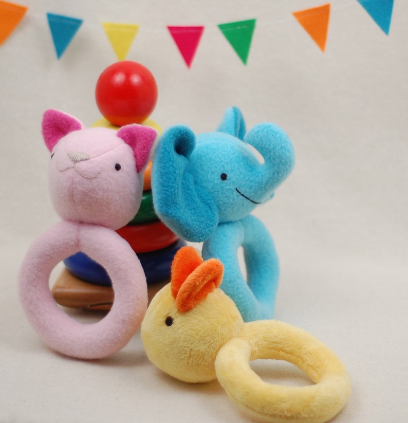 Animal Rattles to Sew PDF Sewing Pattern Cute Easy To Make Baby Shower Gift image 2