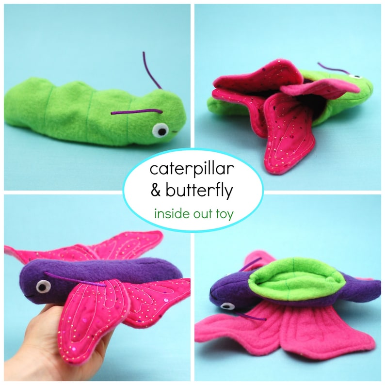 Caterpillar i Butterfly odwracalna zabawka-PDF wzór szycia zdjęcie 1