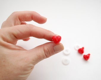 Heart Shaped 13mm Safety Noses in Red - 3 Noses