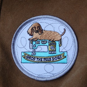 Drop the Feed Dogs Sewing Machine Puppy Iron-On Patch image 2