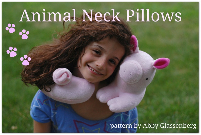 Animal Neck Pillows PDF Sewing Pattern Easy to Sew Gift for a Tween or Teen image 1