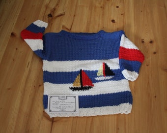 Handgestrickt Sommerpullover für Buben aus Baumwolle