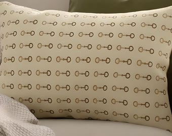 Equestrian Lumbar Pillow, Horse Bit Pillow, Horse Decor, Western Home Decor, Horse Lover Gift