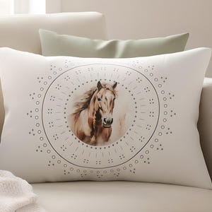 Horse Lumbar Pillow 20x14, Horse Decor, Western Home Decor, Horse Lover Gift, Equestrian Pillow