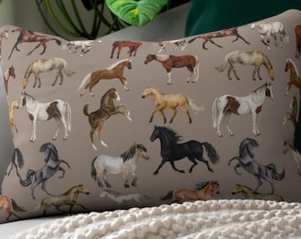 Horse Pillow Cover, Horse Breed Pillow, Horse Lover Gift, Equestrian Decor, Horse Throw Pillow, Farmhouse Cushion, Horse Home Decor