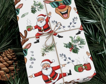 Funny Christmas Wrapping Paper, Santa Reindeer Gift Wrap Roll, Christmas Gift Wrap, Funny Holiday Wrapping Paper, Festive Xmas Paper
