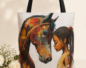 Horse Girl Tote Bag, Horse Lover Gift, Equestrian Tote Bag, Horse Art Tote, Western Tote Bag, Horse Mom Gift, Reusable Shopping Bag