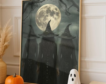 Witch Wall Art Printable – Gothic Halloween Poster for Dark Academia Decor