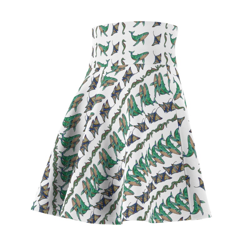 Sea Animal Printed Skater Skirt for Beach Lover, Summer Flare Skirt, Print on Demand zdjęcie 10