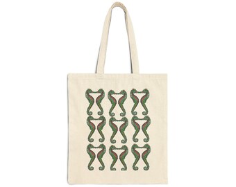 Tote Bag Seashore Design Canvas, Everyday Use Beach and Shopping Accessory Seahorse Tote Bag Eco-Friendly Unique Gift for Ocean Lovers