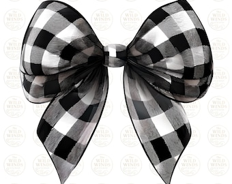 Buffalo Check Bow PNG, Coquette Bow, Plaid Bow Clipart, Bow PNG, Sublimation PNG, Cricut File, Digital Download