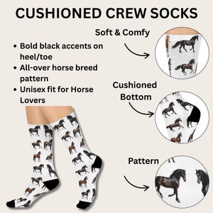 Horse Breed Crew Socks: Equestrian Riding Gift