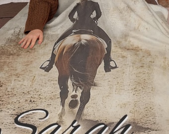 Personalized Horse Blanket, Custom Horse Throw Blanket, Horse Lover Gift, Equestrian Blanket, Horse Girl Gift, Western Blanket