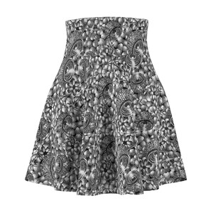 Geometric Print High Waisted Skater Skirt, Grey Summer Skirt, Womens Fashion, Print on Demand image 4