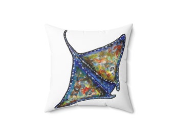 Indoor Pillow Modern Stingray Aesthetic Home Decor Pillow | Nautical Boho | Unique Pillow for Summer And Beach Lover | Gift for Anniversary