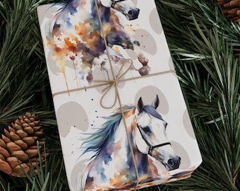 Horse Wrapping Paper Roll, Gift Wrapping Paper, Horse Lover Gift Wrap, Christmas Gift Wrap, Birthday Wrapping Paper, Equestrian Gift