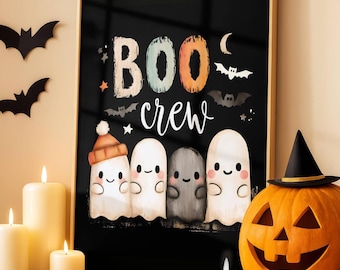 Halloween Wall Art Printable Boo Crew Ghost Print, Spooky Cute Wall Art, Fall Decor Poster, Kids Halloween Nursery Decor