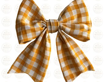 Fiocco a quadretti color senape png, Fiocco autunnale PNG, Fiocco civetta PNG, Fiocco a quadri Buffalo Check Clipart, Sublimazione autunnale PNG, File Cricut
