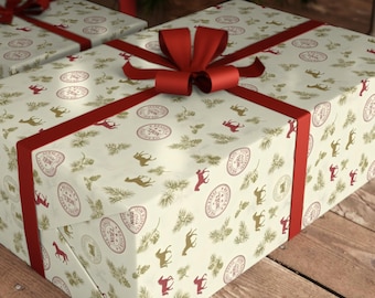 Horse Christmas Wrapping Paper Roll, Equestrian Gift Wrap, Noel Horse Wrapping Paper, Vintage Horse Gift Wrap, Holiday Gift Wrap