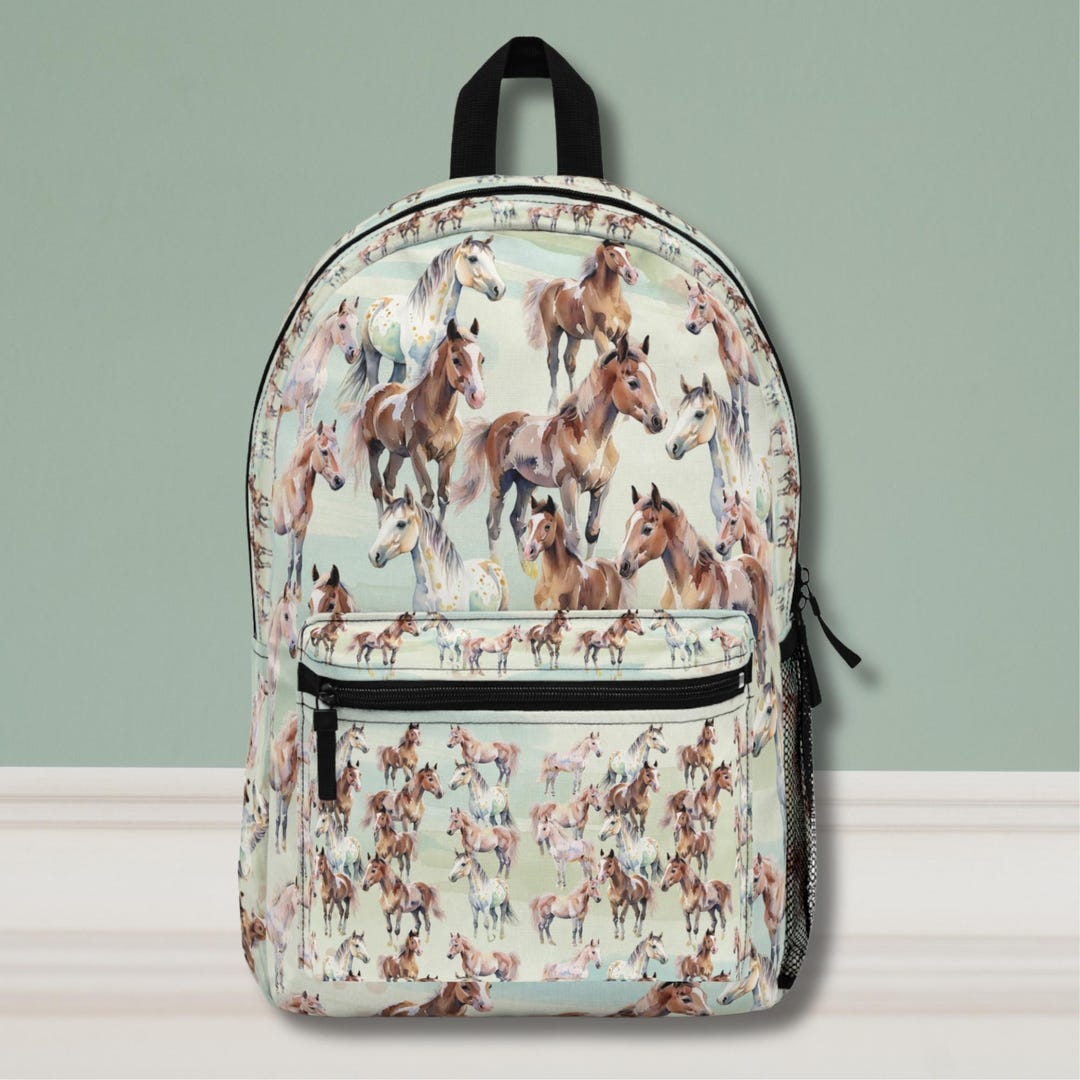 Foal Print Backpack, Equestrian School Bag, Cute Pony Bookbag, Western