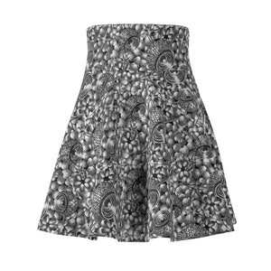 Geometric Print High Waisted Skater Skirt, Grey Summer Skirt, Womens Fashion, Print on Demand image 10