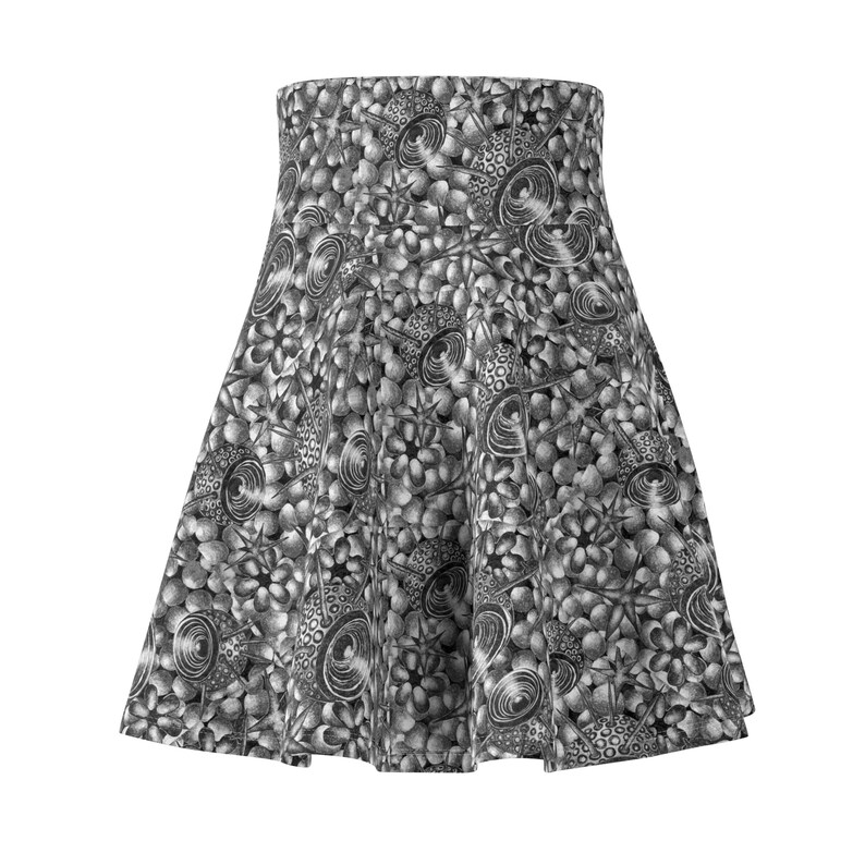 Geometric Print High Waisted Skater Skirt, Grey Summer Skirt, Womens Fashion, Print on Demand image 10