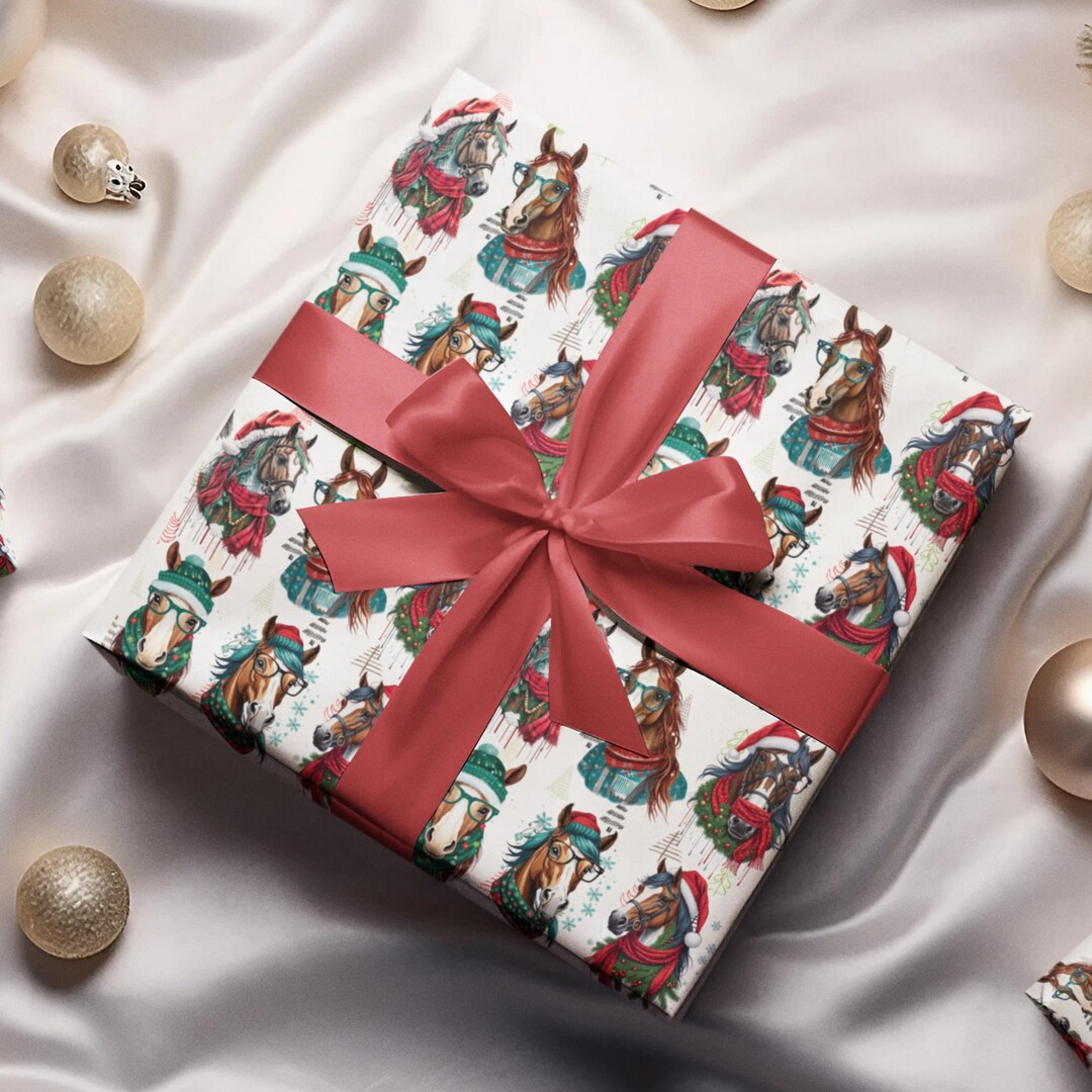 Funny Horse Christmas Wrapping Paper – Equestrian Holiday Gift Wrap - Etsy
