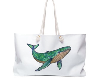 Weekender Bag with Blue Whale Print Spacious & Unique Festival Tote Perfect Beach Lover Gift for Her Ideal Beach Getaway or Market Day Gift