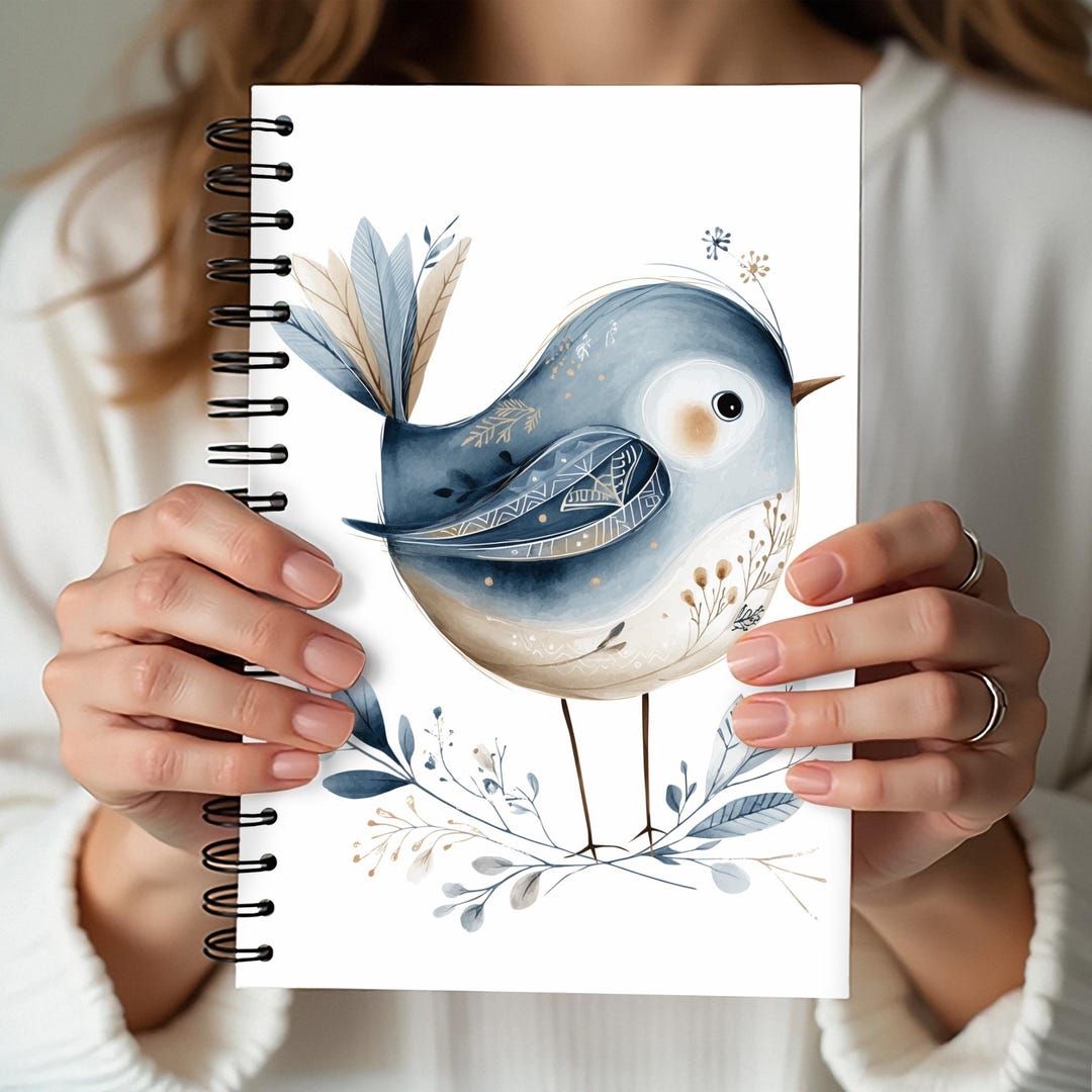 Bird Draw Notebook Blue Bird Spiral Notebook – Cute Bird Journal, Nature Lover Writing ...