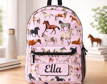 Personalized Horse Backpack for Kids | Pony School Bag | Equestrian Gift for Girls | Horse Lover Gift | Custom Name Backpack
