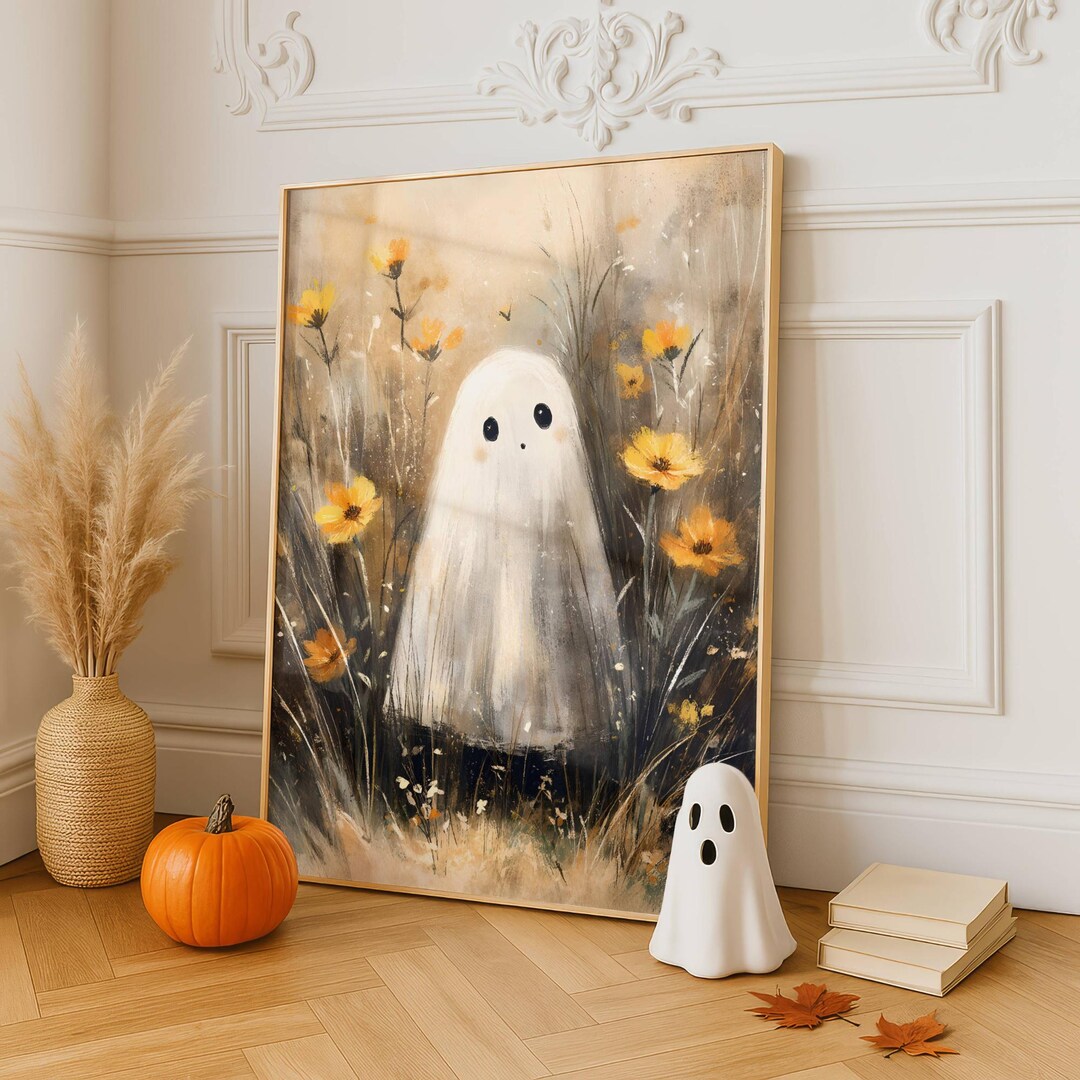 Wildflower Ghost Wall Art – Cute Floral Halloween Printable | Spooky ...