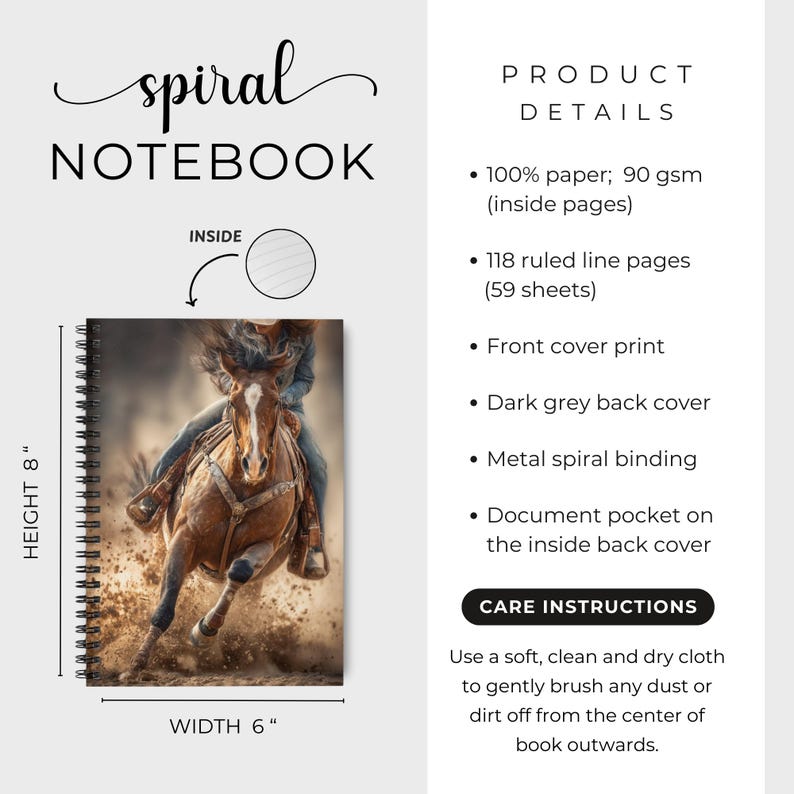 Racing Notebook Barrel Racing Notebook, Cowgirl Journal for Riders, Horse Girl Spiral ...