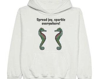 Kids Pullover Hoodie with Hand Painted Seahorses Cozy Inspiring Top for Everyday Joy Perfect Gift for Children Spread Joy Sparkle Everywhere