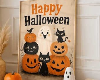 Halloween Classroom Decor Printable, Cute Halloween Wall Art for Kids Classroom, Preschool Teacher Digital Download