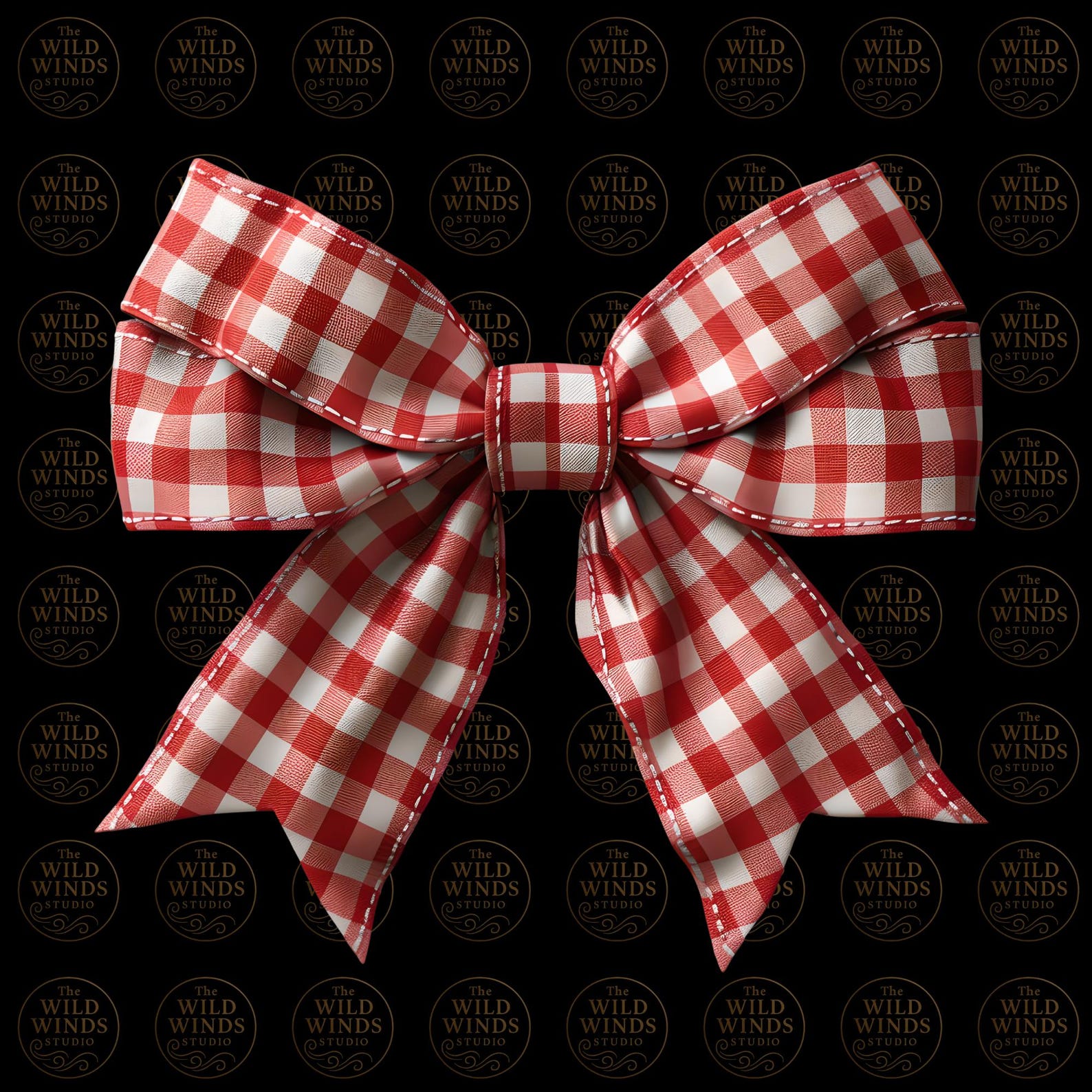 Red Gingham Bow PNG – Rustic Ribbon Clipart for Christmas Crafts ...