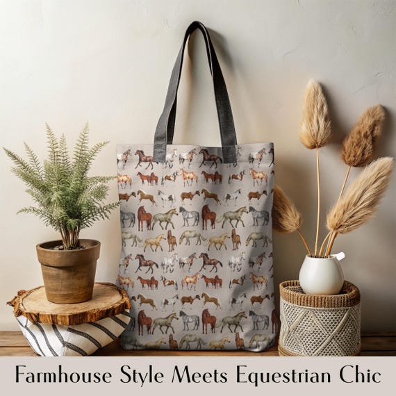 Horse Tote Bag | Horse Lover Gift for Her | Western Barn Carry Bag
