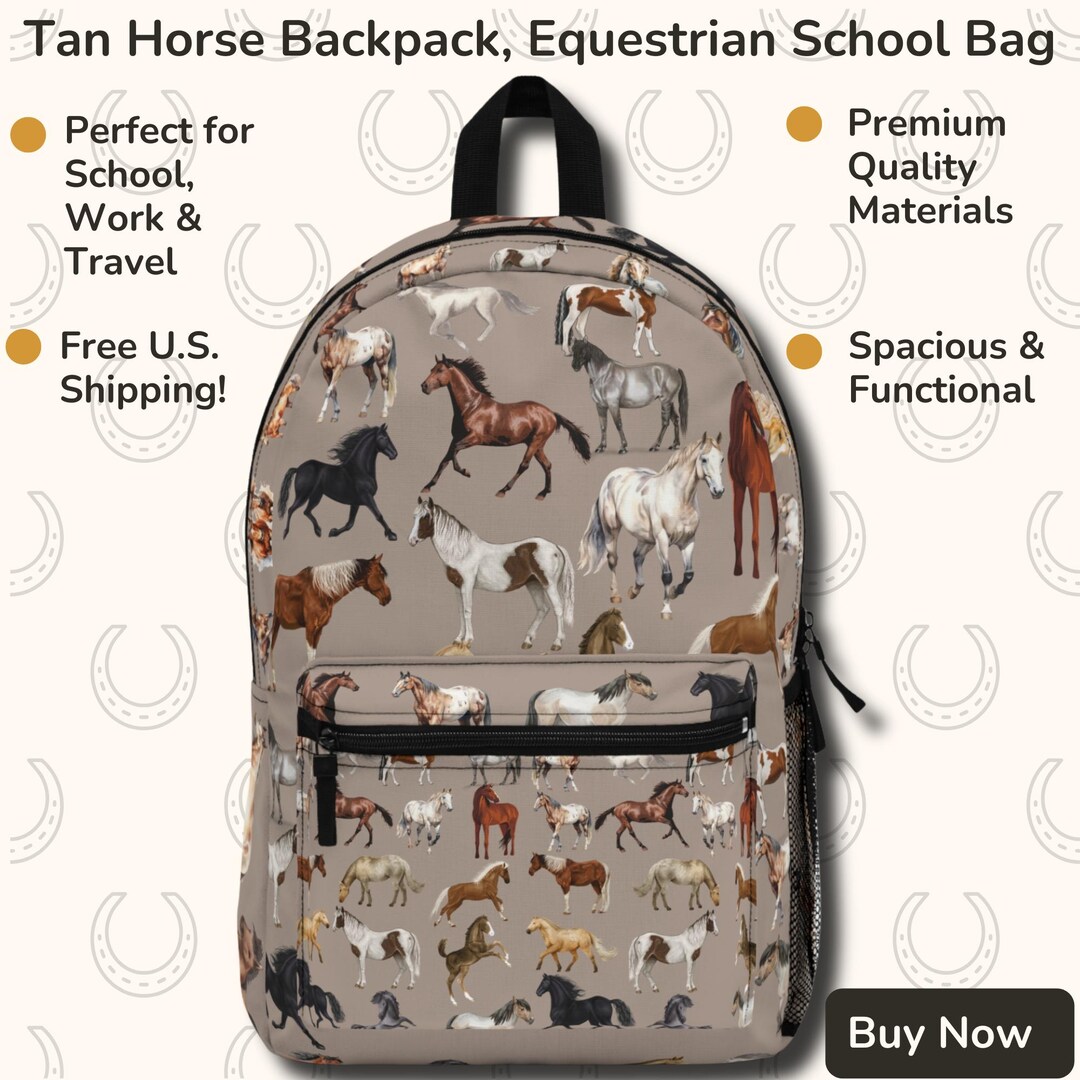 Equestrian Horse Backpack Stylish Western Bookbag for School, Travel
