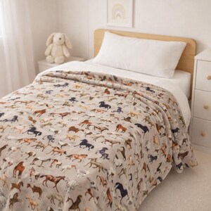 Horse Blanket, Velveteen Horse Throw, Equestrian Blanket, Western Bedroom Decor, Horse Girl Gift, Horse Lover Gift image 18