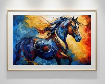 カラフルな馬の肖像画の抽象画 - デジタルダウンロード - Etsy 日本