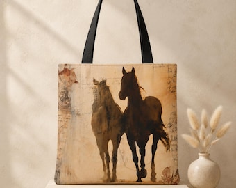 Pferde-Tragetasche, Geschenk für Pferdeliebhaber, Reitsport-Tragetasche, Western-Pferde-Tasche, Geschenk für Pferdefans, Tragetasche mit Pferdemotiv, wiederverwendbare Einkaufstasche
