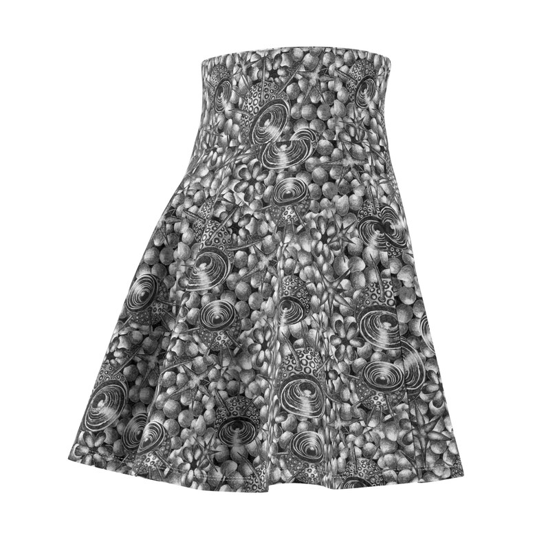 Geometric Print High Waisted Skater Skirt, Grey Summer Skirt, Womens Fashion, Print on Demand image 9