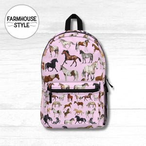 Sac à dos cheval pour fille - Cartable équestre rose pour enfant, cartable à imprimé poney, cadeau cow-girl, sac à dos pour amoureux des chevaux + livraison gratuite aux États-Unis
