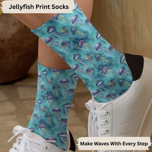 Jellyfish Crew Socks: Fun Ocean Lover Gift, USA Made